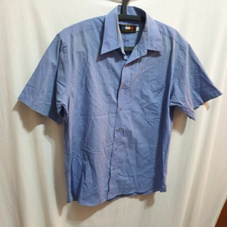 姜小舖男用Valentino Coupeau藍色細直紋棉質短袖襯衫M號