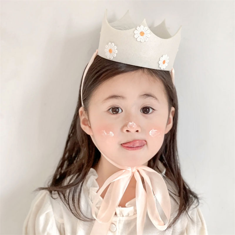【歡樂打鐵】不織布雛菊皇冠 周歲生日髮飾 韓國小紅書 拍照道具 生日派對裝扮道具 拍貼機 自助沙龍