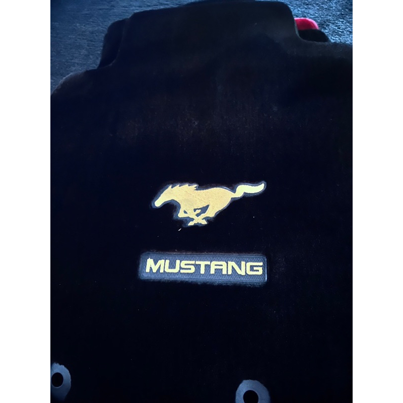 Mustang 野馬專用6代、6.5代 超高質感刺繡Logo高磅直立絨毛腳踏墊 黑、紅 現貨不用等