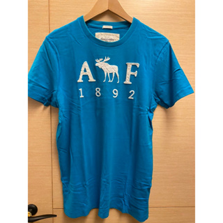 A&F 男款 T恤 T-shirt 貼布刺繡 藍 寶藍