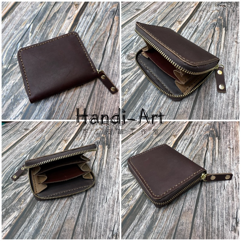 《台中Handi-Art手工皮革工作室》ㄇ字型短錢包-訂製外有透明卡夾