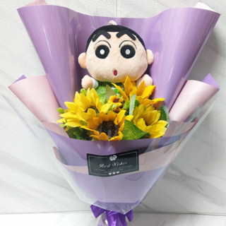 [小皮花坊]40cm蠟筆小新玩偶花束[客]-客製花束/創意禮品/情人節花束/母親節花束/畢業花束/永生花/乾燥花/教師節