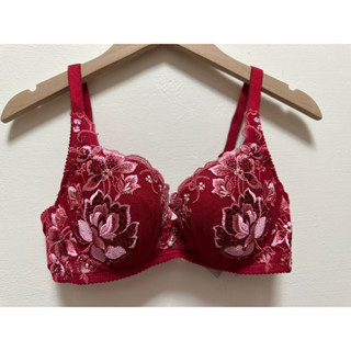 華歌爾 莎露 美鑽 刺繡蕾絲 精緻內衣 專櫃進口內衣 紅色 B70 C70 D70 C75 新增鋅纖維