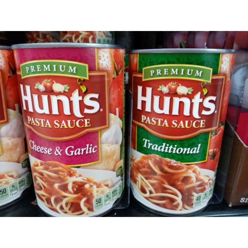 美國 Hunts漢斯麵醬--原味、乾酪+大蒜680g/罐，蕃茄切丁、泥、整粒