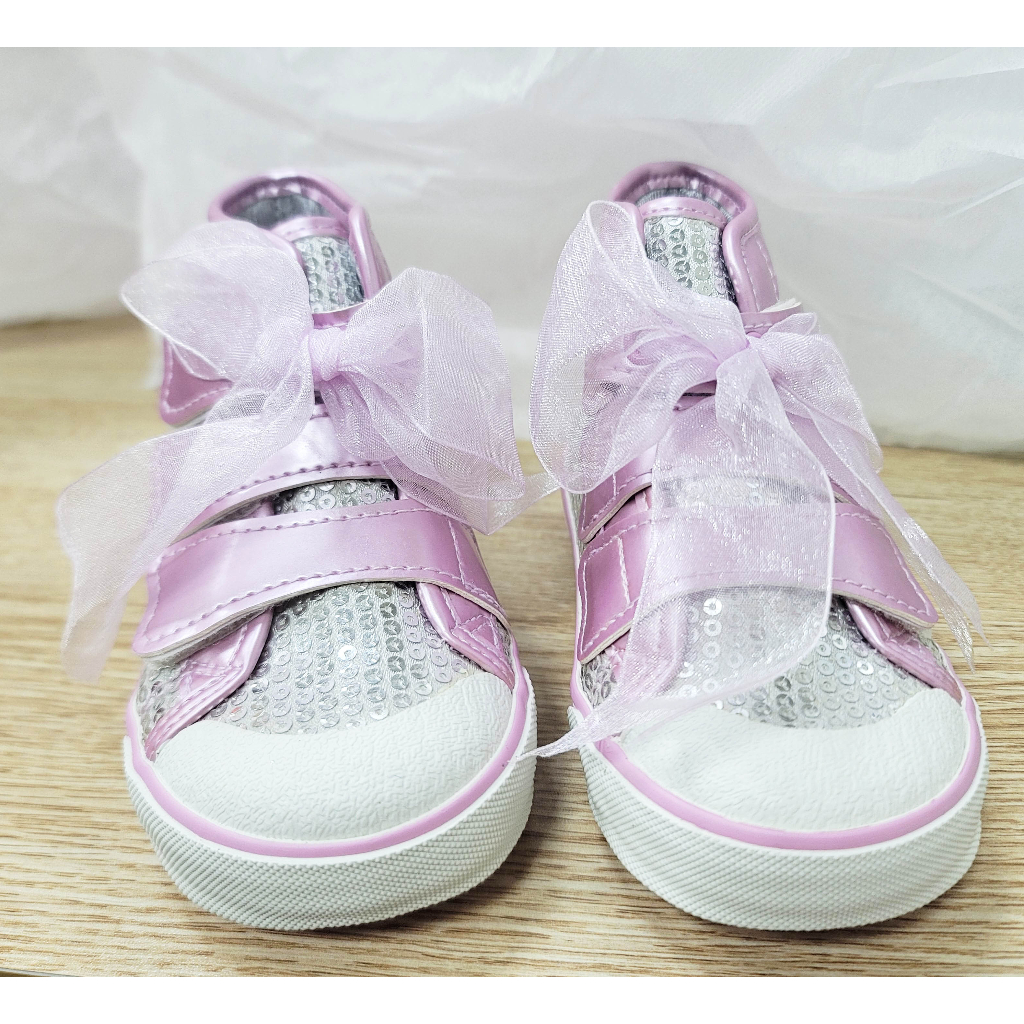 賠售 現貨 全新 i love sprinkle 高筒球鞋 尺碼14 女童 女寶鞋 休閒鞋 亮片紫色緞帶鞋