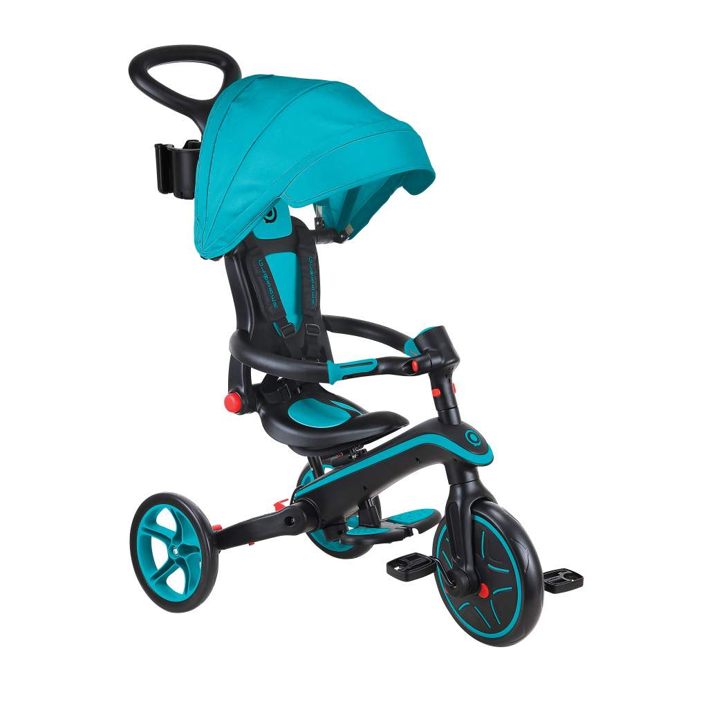 法國 GLOBBER 4合1 Trike多功能3輪推車折疊版-莫藍迪藍綠│嬰兒推車│平衡車│腳踏車│三輪腳踏車