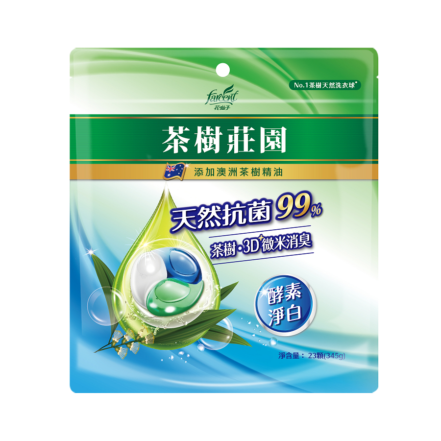 茶樹莊園茶樹天然濃縮抗菌洗衣球-酵素淨白345g克 x 1Bag包【家樂福】