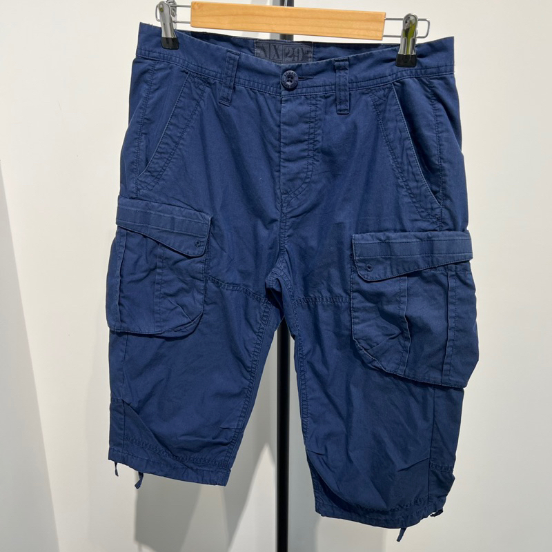 老麥嚴選 Armani Exchange（A|X）休閒多口袋工作短褲 深藍色 二手 男 29號29吋 CF3007