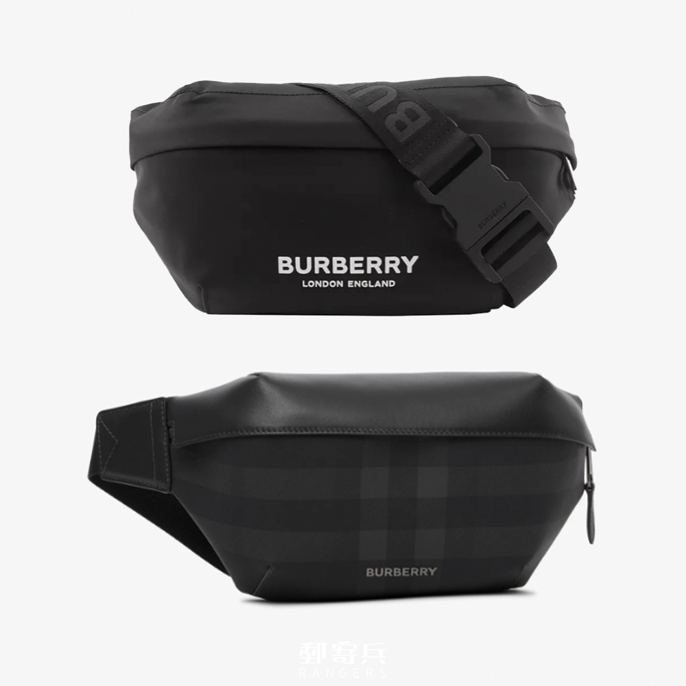 [郵寄兵] BURBERRY 男款 Sonny 尼龍 鐵牌文字 立體膠印 腰包 胸包 隨身包 斜背包 經典 男生 背包