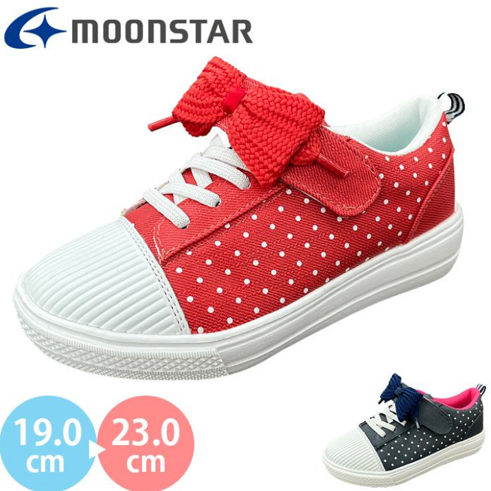 [全新］日本月星MoonStar4小時x4公分防水設計女童紅色蝴蝶結可愛甜美波點休閒鞋運動鞋寬楦機能鞋2E212223
