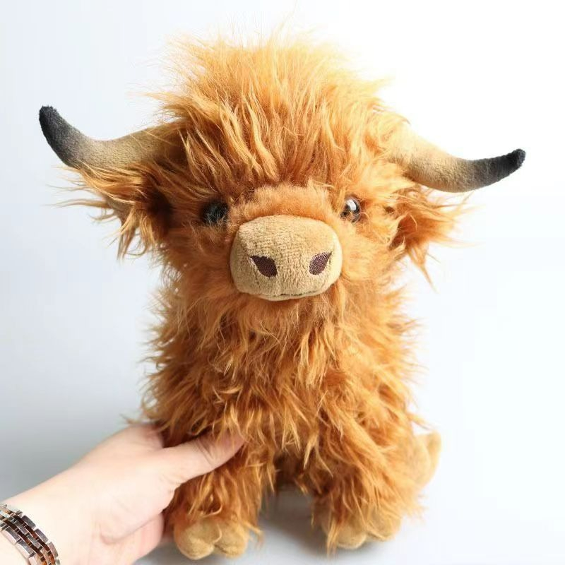 現貨 Highland Cow 仿真蘇格蘭高地牛毛絨公仔 長毛牛網紅玩具