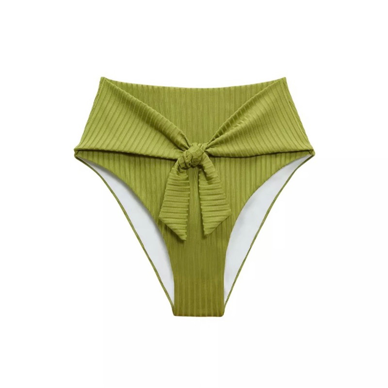LeRêve Paris－AIRise 法式綁結修身高腰泳褲－酪梨綠M（全新）