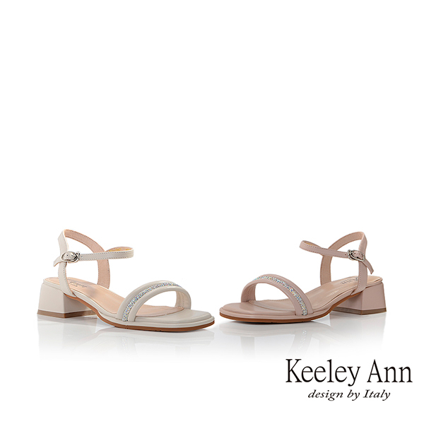 Keeley Ann 一字水鑽中跟涼鞋(3228471)