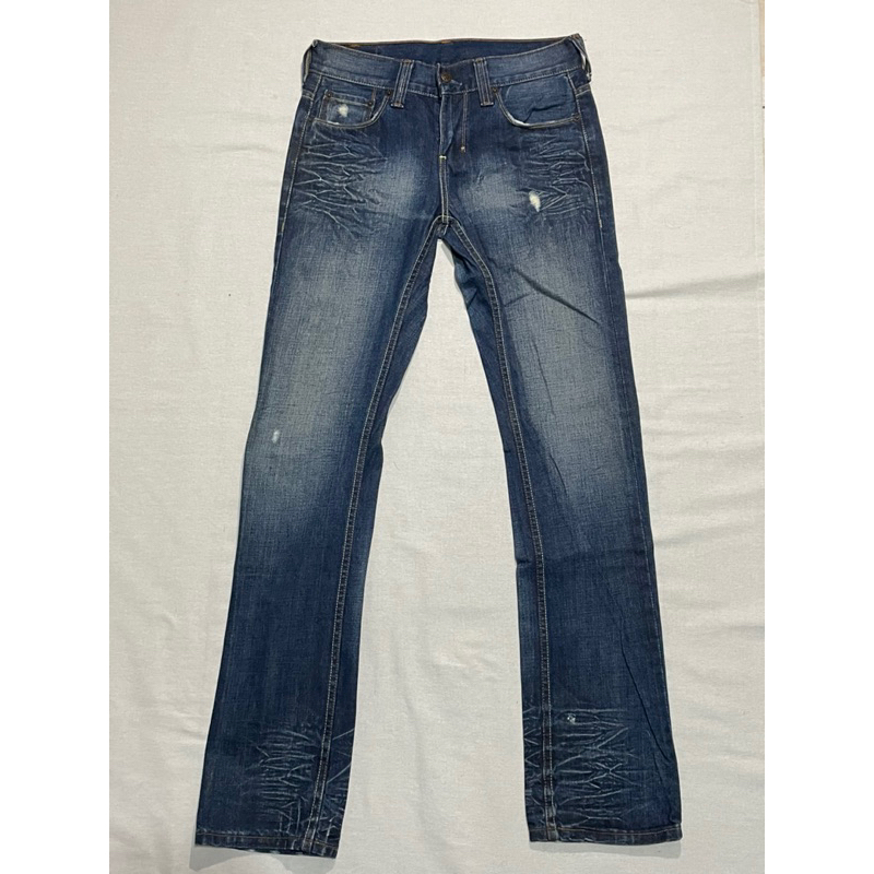 Levi’s levis 522 W30 L34 二手藍刷白小直筒牛仔褲