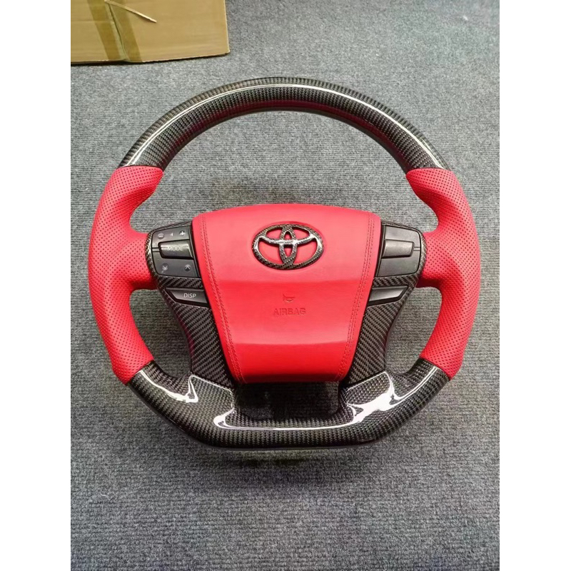 Toyota Supra GR86 GRyaris Alphard ALtis C-HR Camry 紅黑碳纖維方向盤