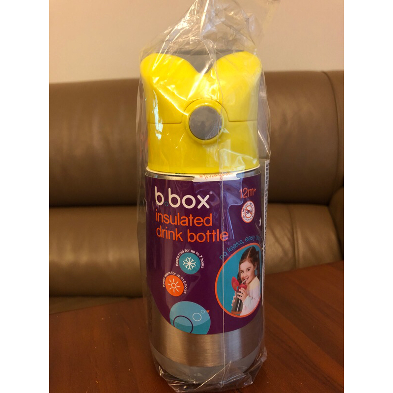 已出售［全新］澳洲正品 B.box 兒童不鏽鋼吸管保冷杯 350ml 保溫水壺 保溫杯（檸檬黃）