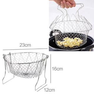 生活百貨 304油炸瀝水籃 瀝水籃 不鏽鋼 水果籃、蔬果籃、油炸籃、川燙網 不銹鋼可折疊收納料理濾網