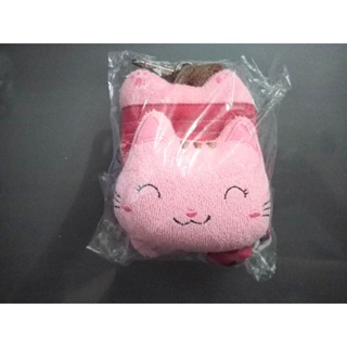 kiro貓 毛巾布粉紅小貓零錢包吊飾