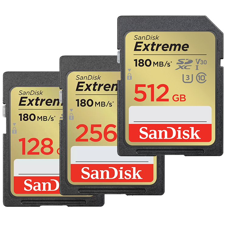 SanDisk 128G 256G 512G SDXC Extreme 180MB SD 4K U3 V30 相機記憶卡