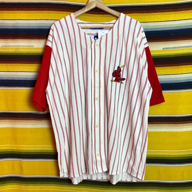 古著•Nuzi_s • MLB紅雀隊刺繡直條紋球衣T3042311 Y2K千禧年球衣系列