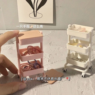迷你ins桌面置物架 可愛零食飾品收納架 小推車 微縮食玩扭蛋整理架