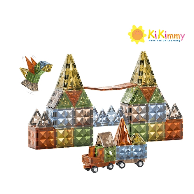 Kikimmy 4D鑽面彩色透光益智磁力片積木(100 pcs 中階版) H1074