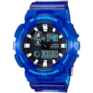 【CASIO 卡西歐】G-SHOCK 果凍新色系 強悍機能雙顯運動錶 GAX-100MSA-2A 透明藍 台南