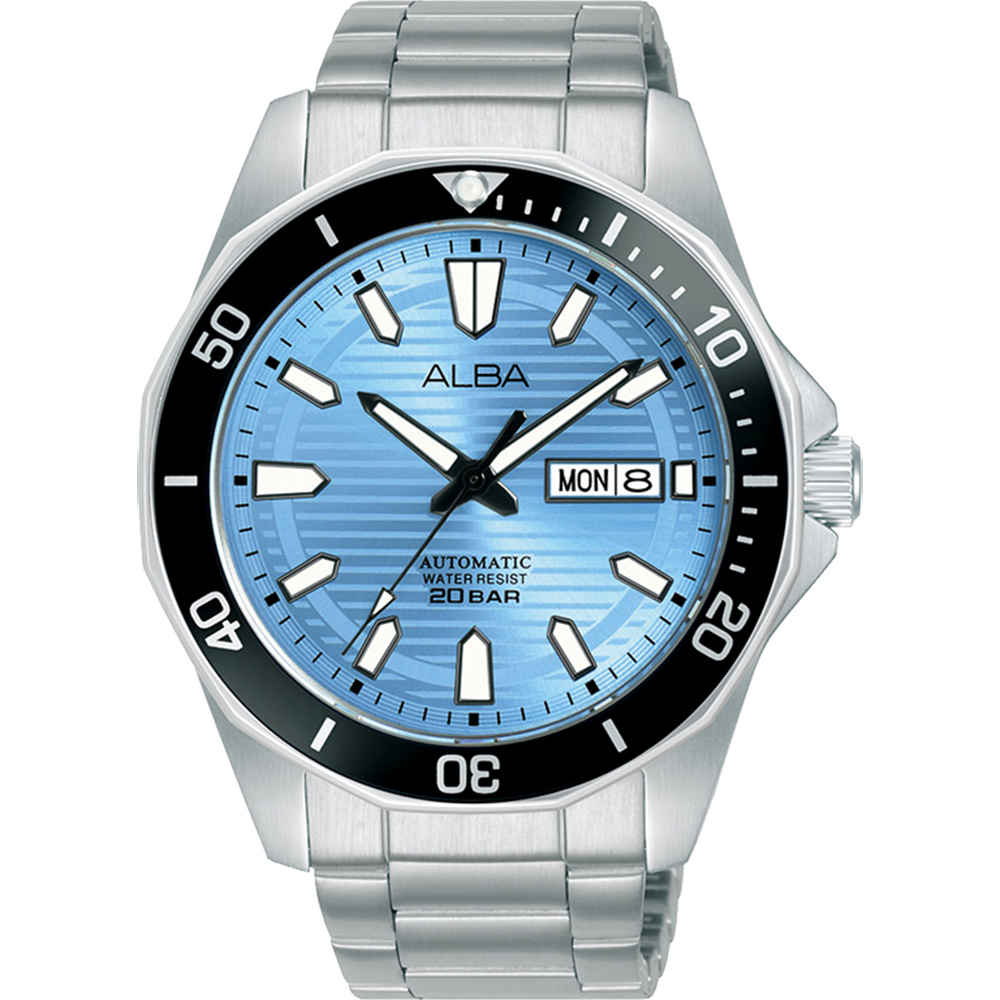 ALBA 雅柏 多角形冰藍200米機械錶-43mm(AL4459X1/Y676-X063F)