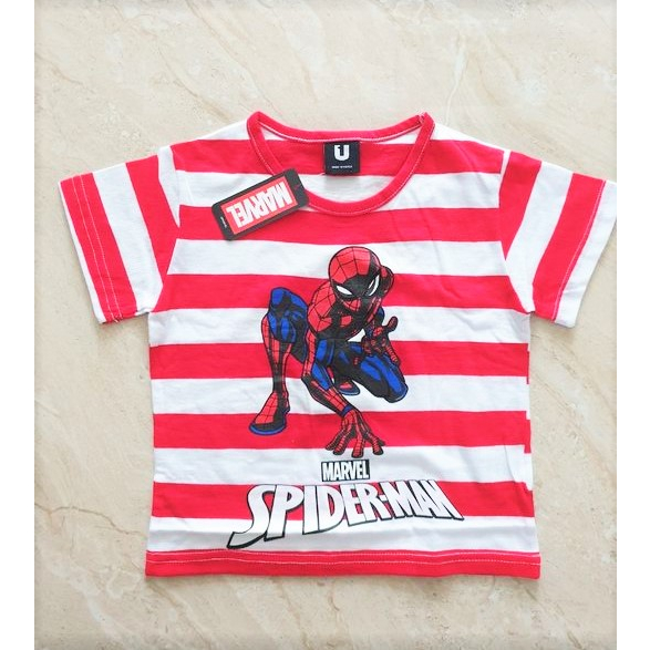 韓國童裝夏款特價條紋蜘蛛人T恤