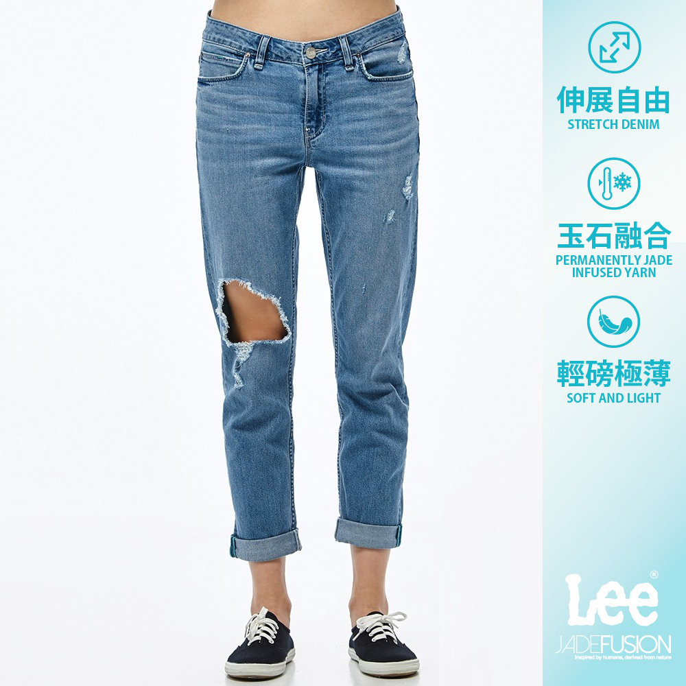 Lee 401 涼感彈性中腰合身小直筒牛仔褲 女 Modern Jade Fusion LL1801357YD