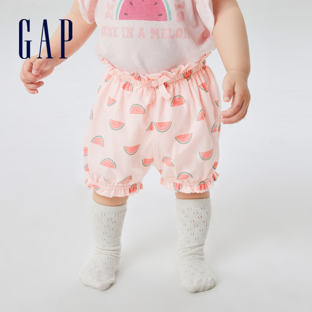 Gap 嬰兒裝 純棉印花花苞短褲 布萊納系列-西瓜印花(668083)