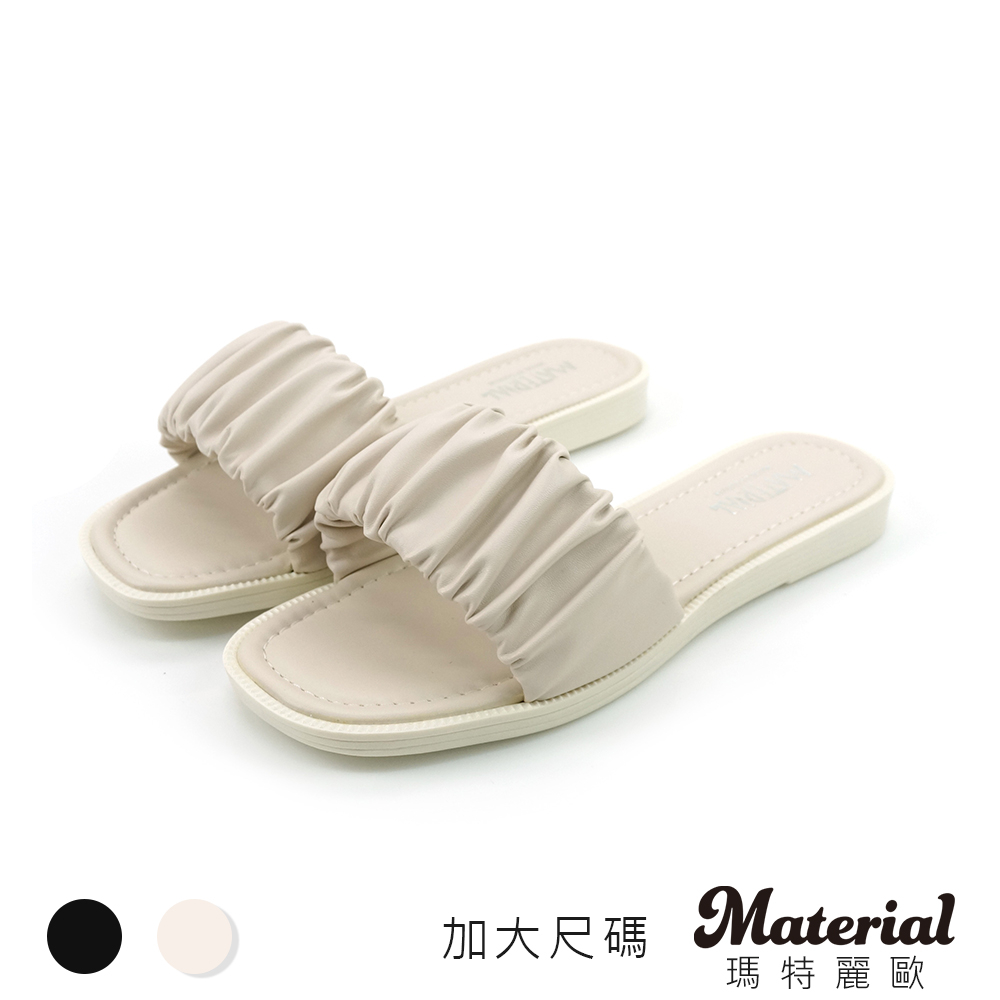 Material瑪特麗歐 拖鞋 MIT加大尺碼一字雲朵寬帶方頭拖鞋 TG7079