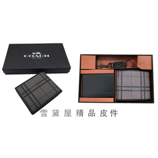 ~雪黛屋~COACH 短夾+鑰匙環禮盒國際正版保證進口防水防刮皮革品證購證盒塵套提袋等候10-15日C746991A