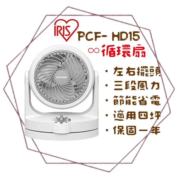 ╭ＩＲＩＳ╮PCF- HD15 靜音 節能左右自動上下手動 IRIS 循環扇 電風扇 風扇 套房 宿舍 適用4坪