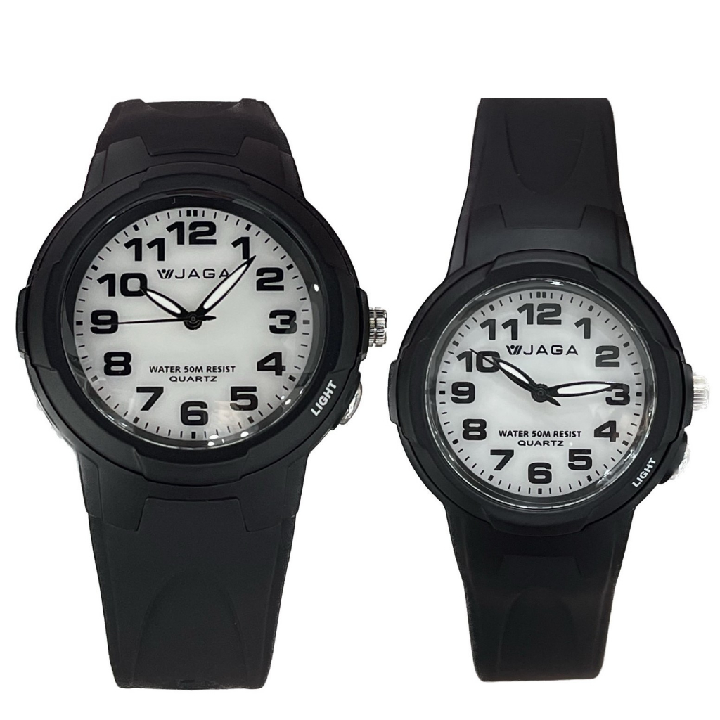 【JAGA 捷卡】夜光防水繽紛指針錶-黑色 AQ-68-A(39mm)/AQ-71-A(33mm) 現代鐘錶