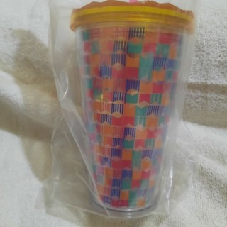 Starbucks 星巴克冷水杯16oz 附吸管彩色方塊馬賽克塗鴉風