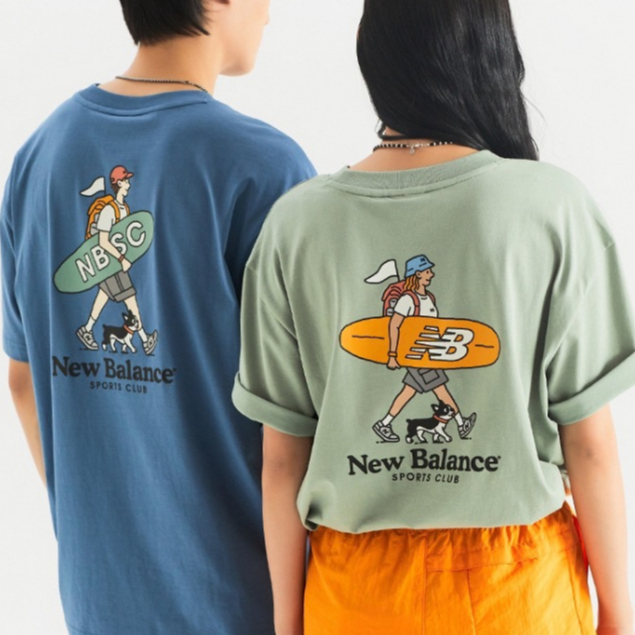 (代購) 韓國New Balance UNI NB BOY WAVE CLUB 插畫短袖/無袖T恤/寬版T恤/情侶T恤