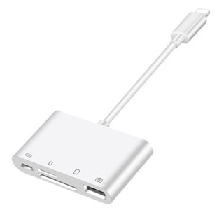 蘋果i7/8/x 四合一讀卡器4插口USB，SD，TF，lightning 轉接傳輸照片影片到手機支援11.2以上系統
