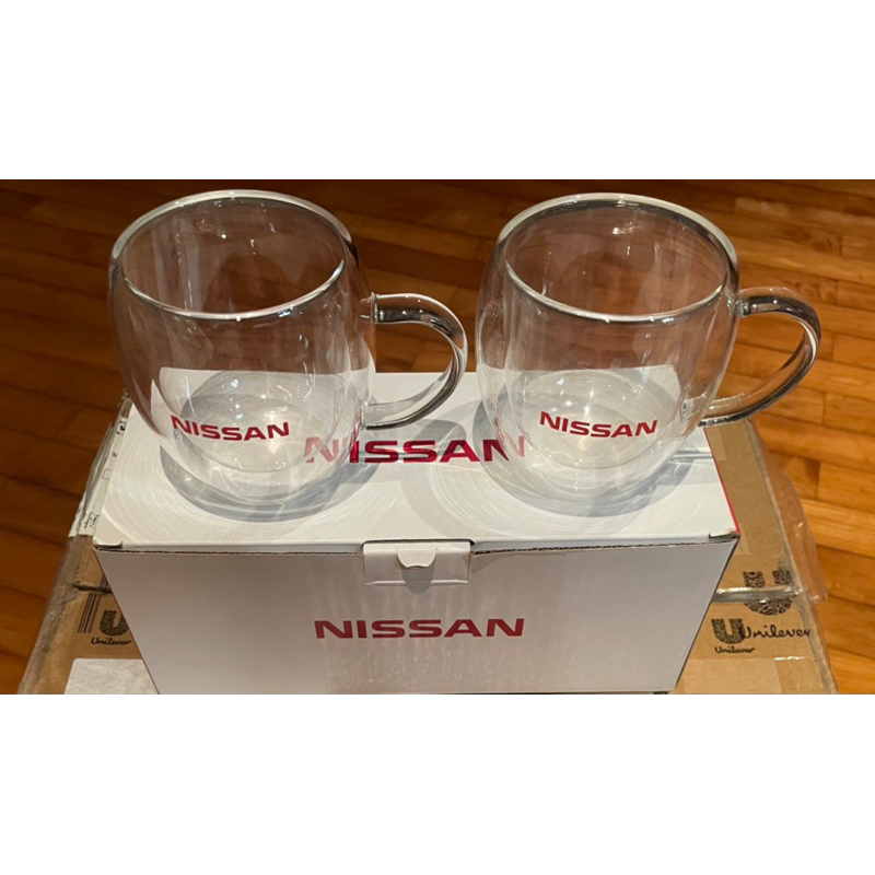 全新 NISSAN 雙層玻璃杯 時尚 品味 生活 杯子 玻璃杯 裝水 水杯 汽車 週邊