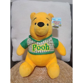 全新 Disney POOH 迪士尼 授權 小熊維尼 綠格上衣 絨毛娃娃 12吋