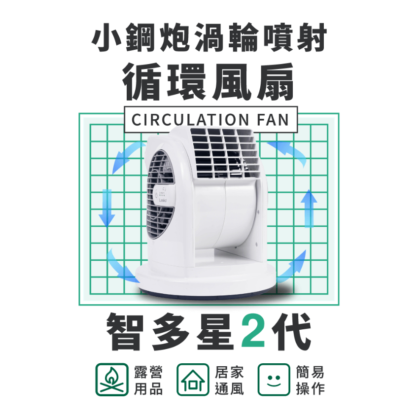 美國 Lasko【撒野戶外】｜ AirSmart 智多星二代小鋼砲渦輪噴射循環風扇  ※特別贈送原廠收納袋、清潔刷