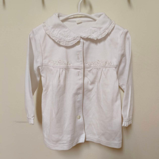 (3719)📌二手童裝📌 繡花七分袖外套 外搭 白色 上衣 適合約2-3歲