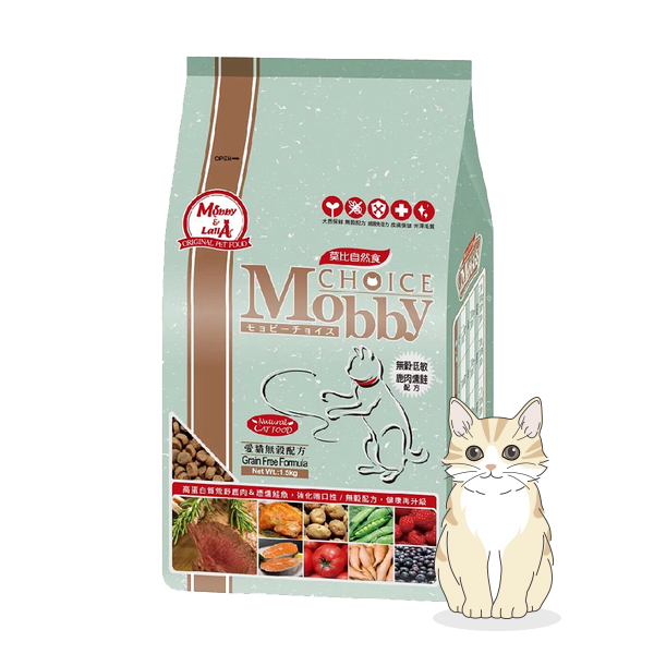 莫比自然食 無穀貓糧 愛貓鹿肉+鮭魚(無穀)1.5kg 添加多種蔬果 MobbyChoice 貓糧 貓飼料 無穀飼料
