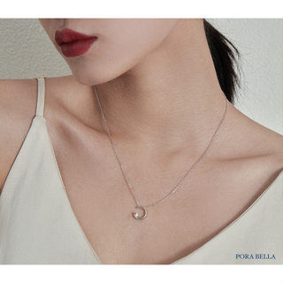 <Porabella>925純銀星星月亮設計項鍊 簡約小眾設計星空吊墜 星星鋯石鎖骨鏈 生日禮物 Necklace