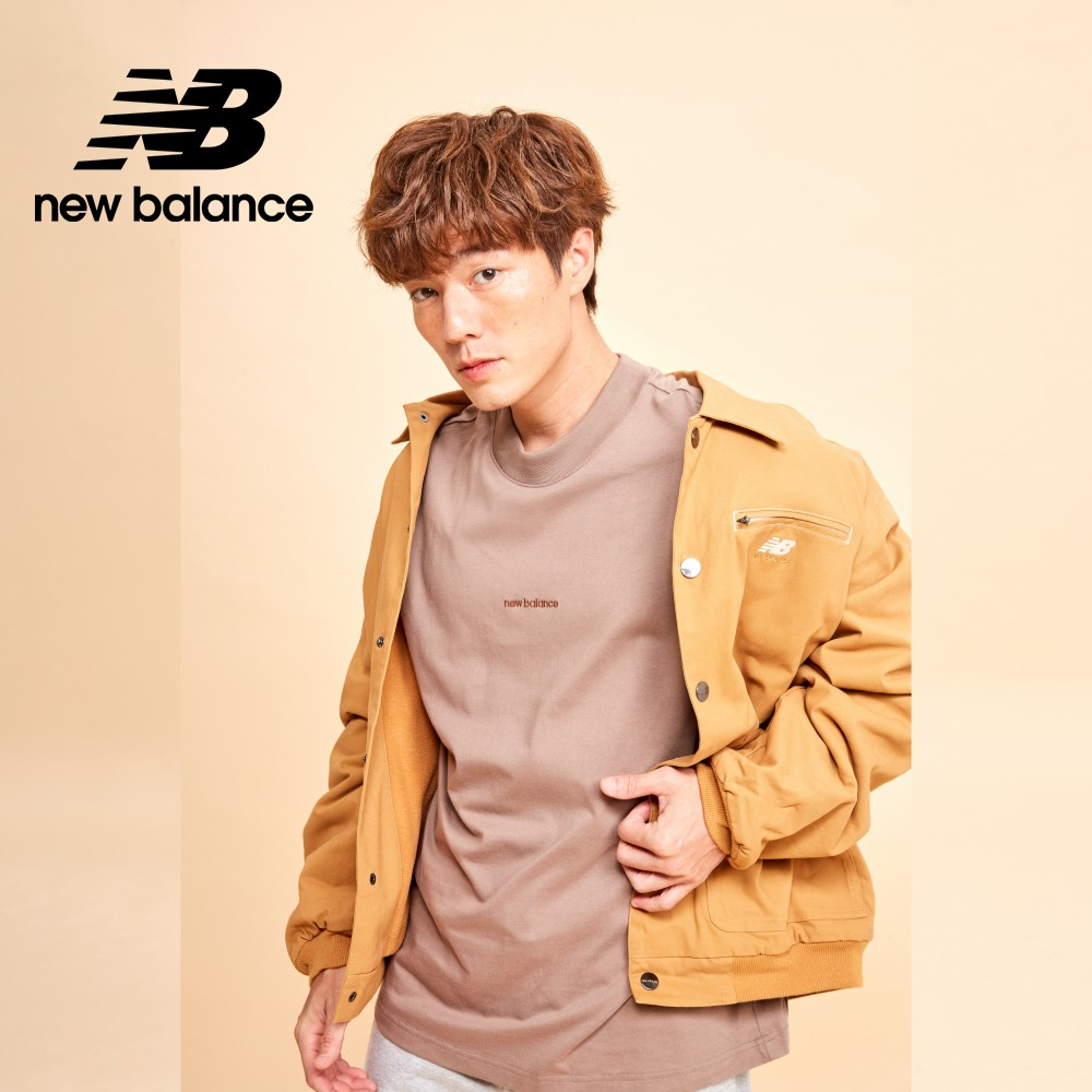 【New Balance】 NB 圓領刺繡LOGO短袖上衣_男性_棕色_AMT33560MS
