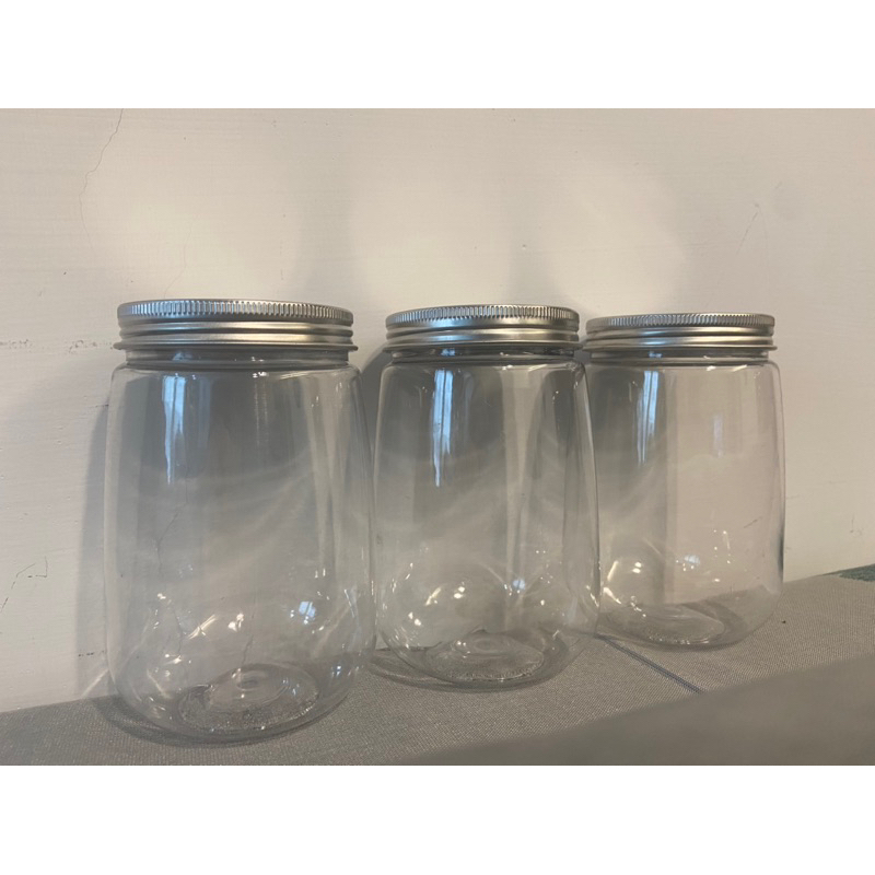 （全新現貨）商品實拍 有墊片 透明塑膠罐子 鋁蓋透明塑膠罐 分裝罐  保鮮罐 收納罐 密封罐 甜點罐