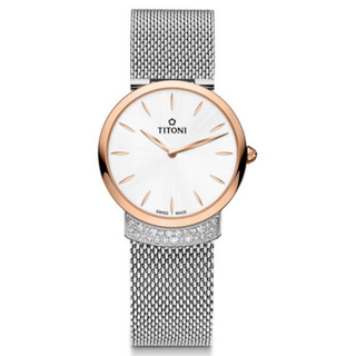 TITONI 梅花錶 優雅璀璨 晶鑽腕錶 TQ42912SRG-590 / 32mm