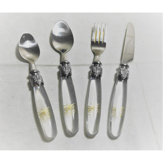 €小歐坊~不銹鋼食器/餐具組/歐美風牛排刀叉勺/餐具系列/餐廚用品 KH-581 透明塑柄 TABLEWARE SET