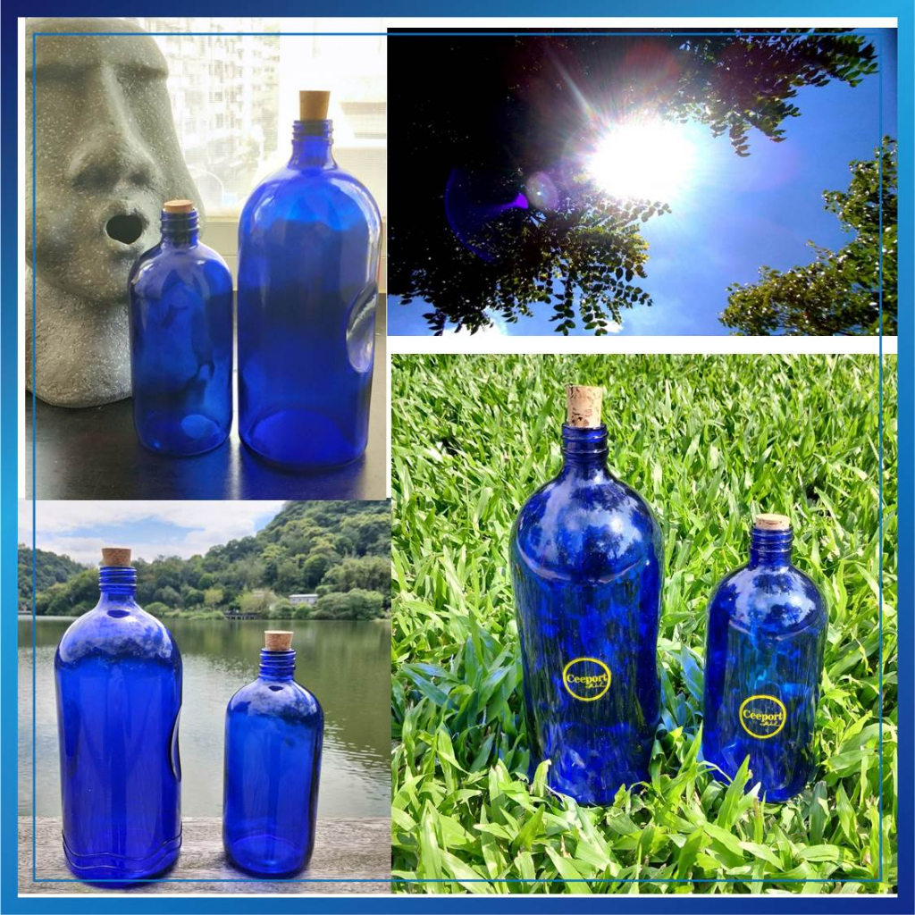 現貨❤️台灣製 零極限 藍色玻璃瓶 藍色太陽水 太陽能量水 端午節曬水 曬午時水 贈軟木塞&amp;貼紙
