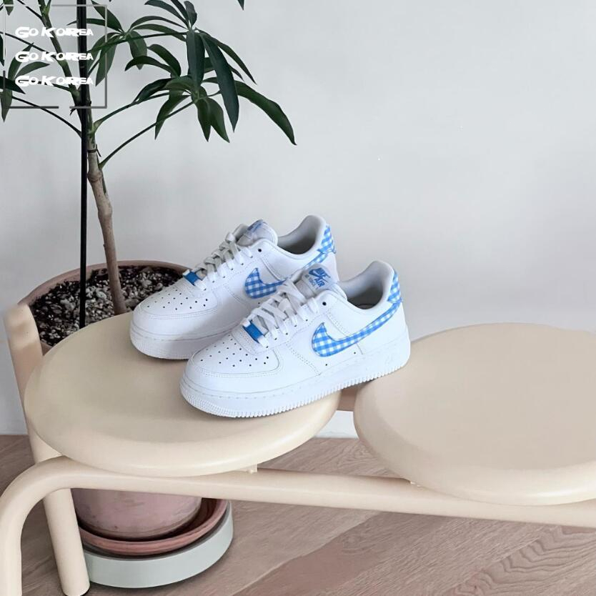 🇰🇷熱銷 Nike Air Force 1 LOW 格子佈 空軍一號 白藍 格子 白紅 休閒鞋 DZ2784-100